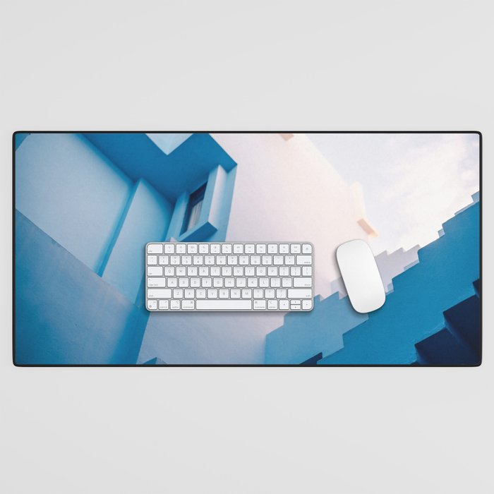 Muralla Roja Blue And Pink Geometric Walls Desk Mat