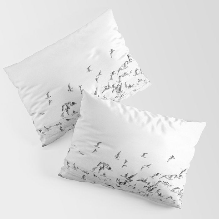 "Seagulls" | Coastal Black And White Photo | Film Photography | Beach Pillow Sham
