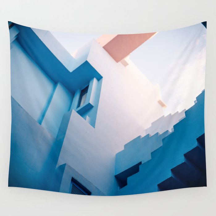 Muralla Roja Blue And Pink Geometric Walls Wall Tapestry