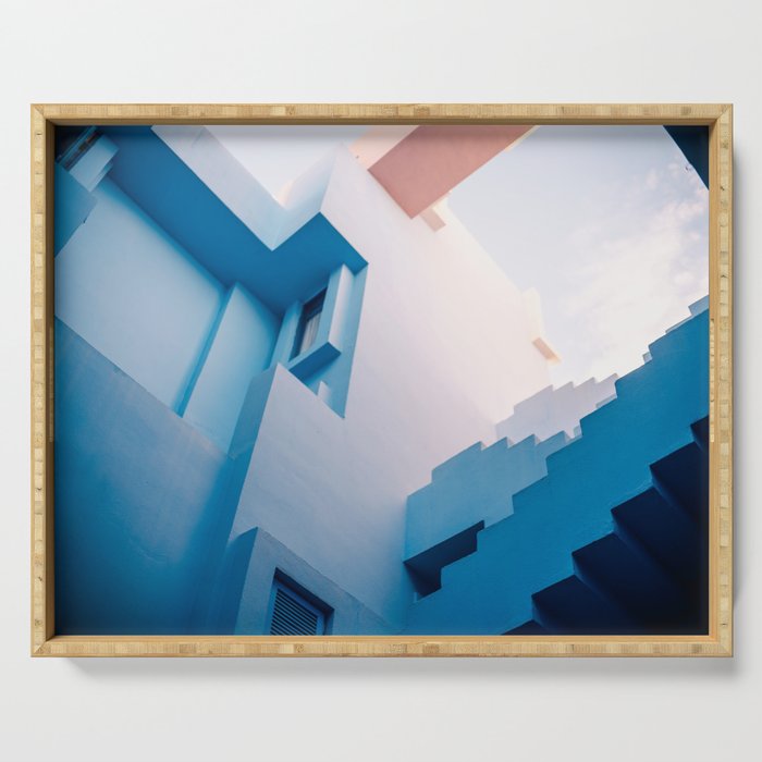 Muralla Roja Blue And Pink Geometric Walls Serving Tray