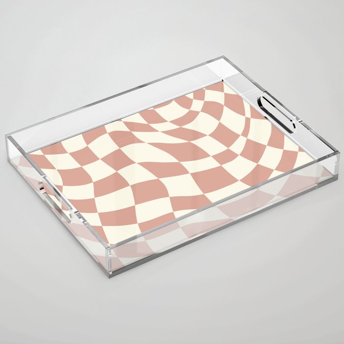 Checkers Coral Summer Beach Acrylic Tray