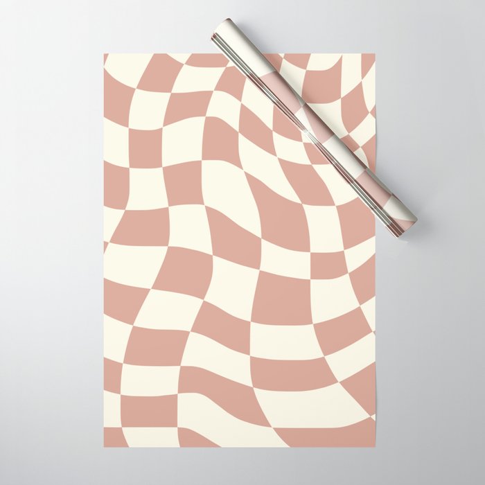 Checkers Coral Summer Beach Wrapping Paper