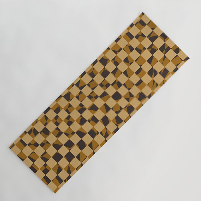 Abstract Checked In Golden Ochre Yoga Mat