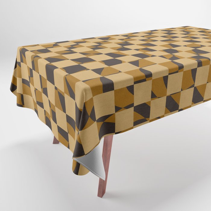 Abstract Checked In Golden Ochre Tablecloth