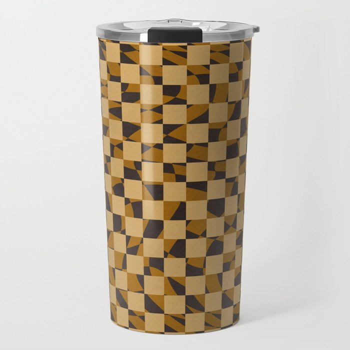 Abstract Checked In Golden Ochre Travel Mug
