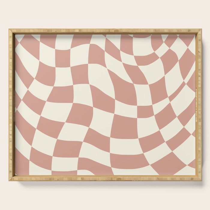 Checkers Coral Summer Beach Serving Tray