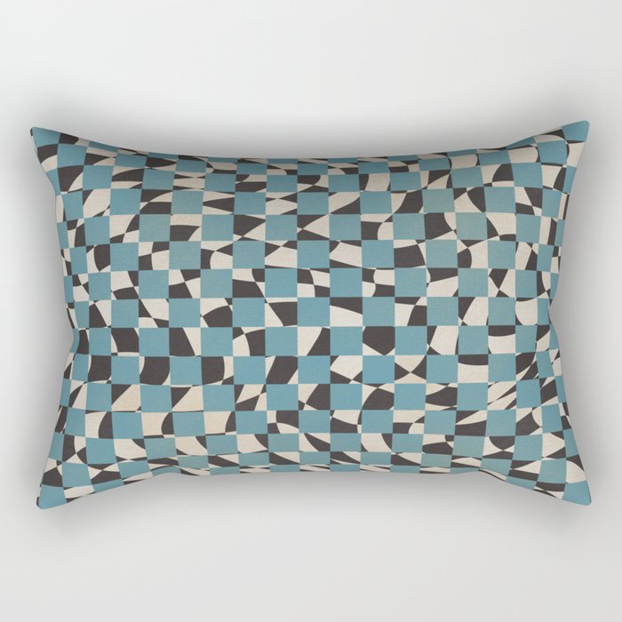 Abstract Checked Blue And Black Rectangular Pillow