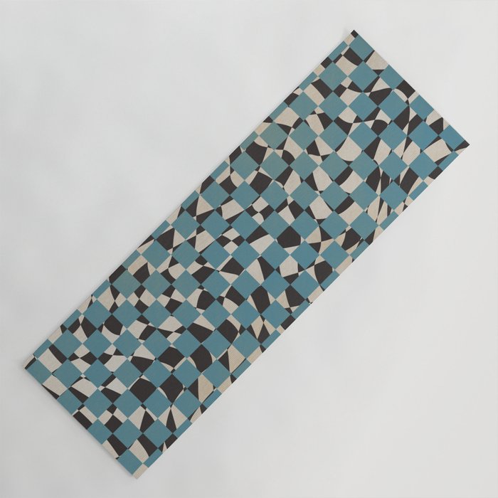 Abstract Checked Blue And Black Yoga Mat