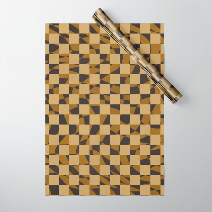 Abstract Checked In Golden Ochre Wrapping Paper