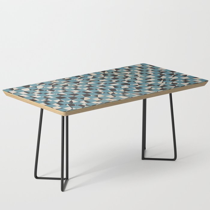 Abstract Checked Blue And Black Coffee Table