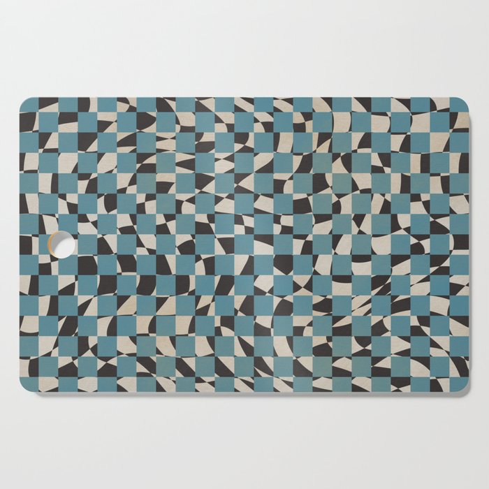 Abstract Checked Blue And Black Cutting Board