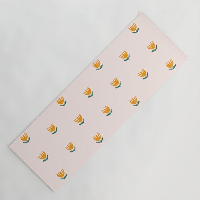 Abstract Yellow Tulip - Pink Background Yoga Mat