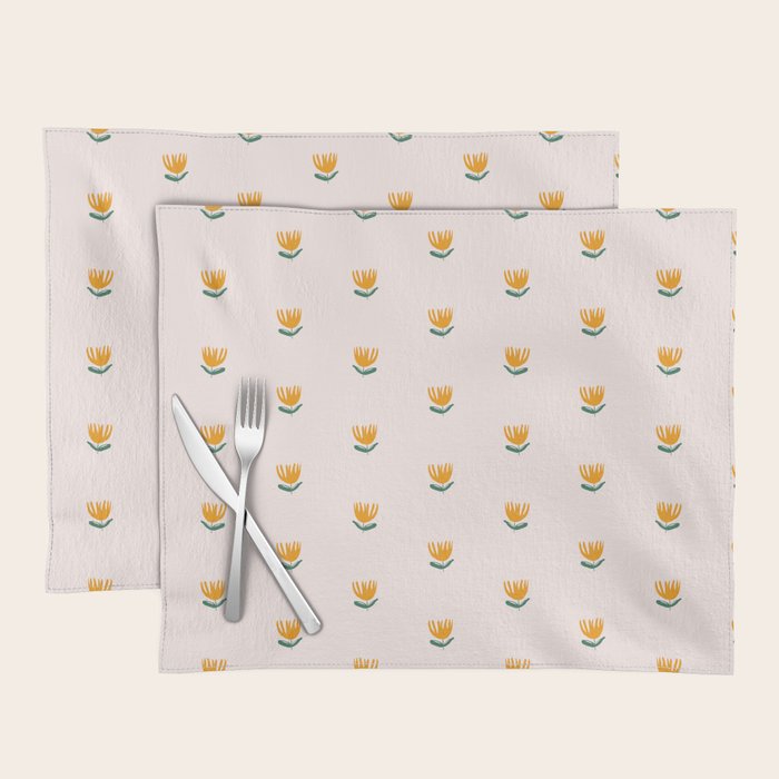 Abstract Yellow Tulip - Pink Background Placemat