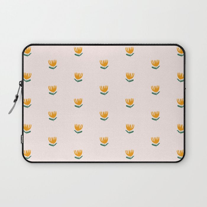 Abstract Yellow Tulip - Pink Background Laptop Sleeve