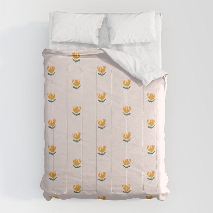 Abstract Yellow Tulip - Pink Background Comforter