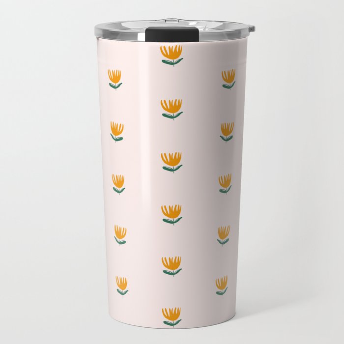 Abstract Yellow Tulip - Pink Background Travel Mug