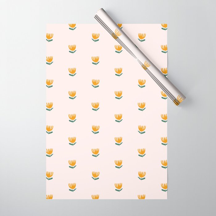 Abstract Yellow Tulip - Pink Background Wrapping Paper