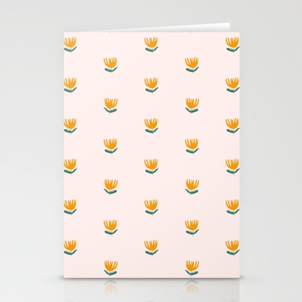 Abstract Yellow Tulip - Pink Background Stationery Card