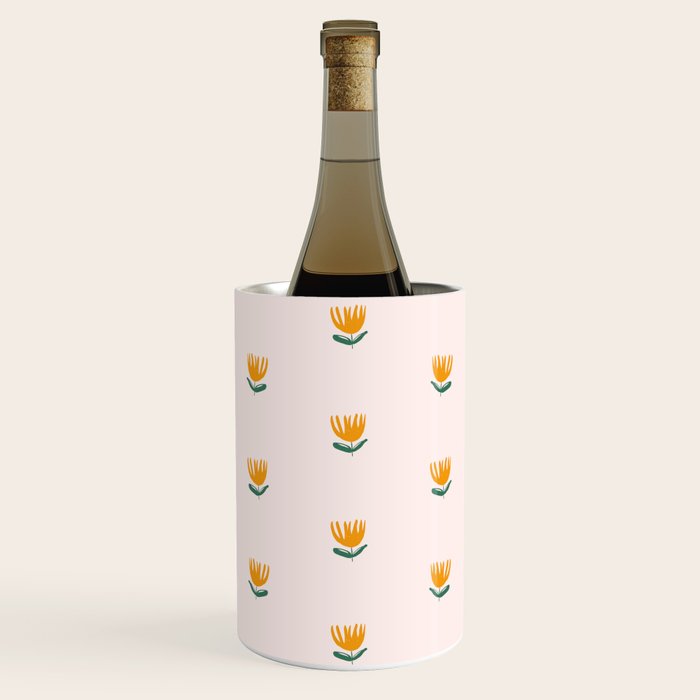 Abstract Yellow Tulip - Pink Background Wine Chiller