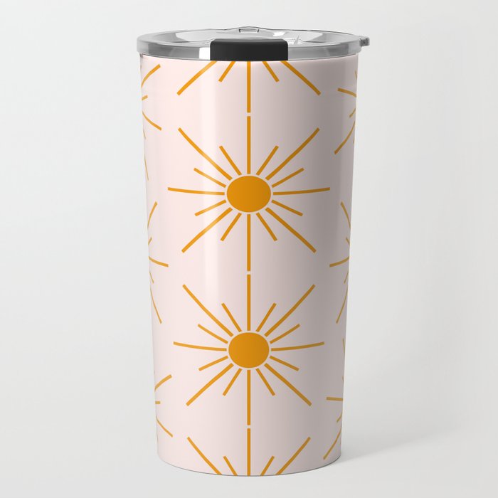 Sun Pattern On Pink Background Travel Mug