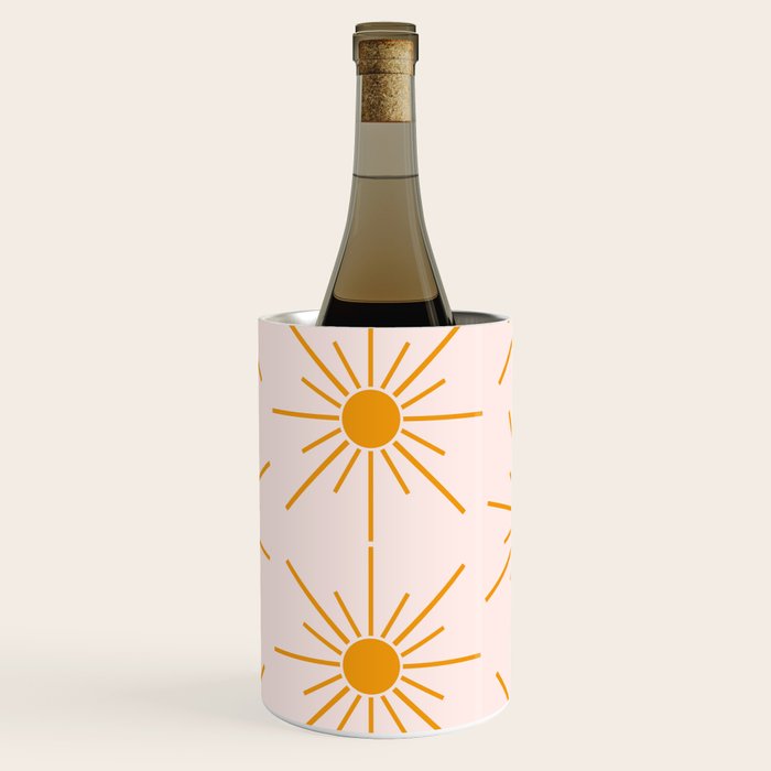 Sun Pattern On Pink Background Wine Chiller