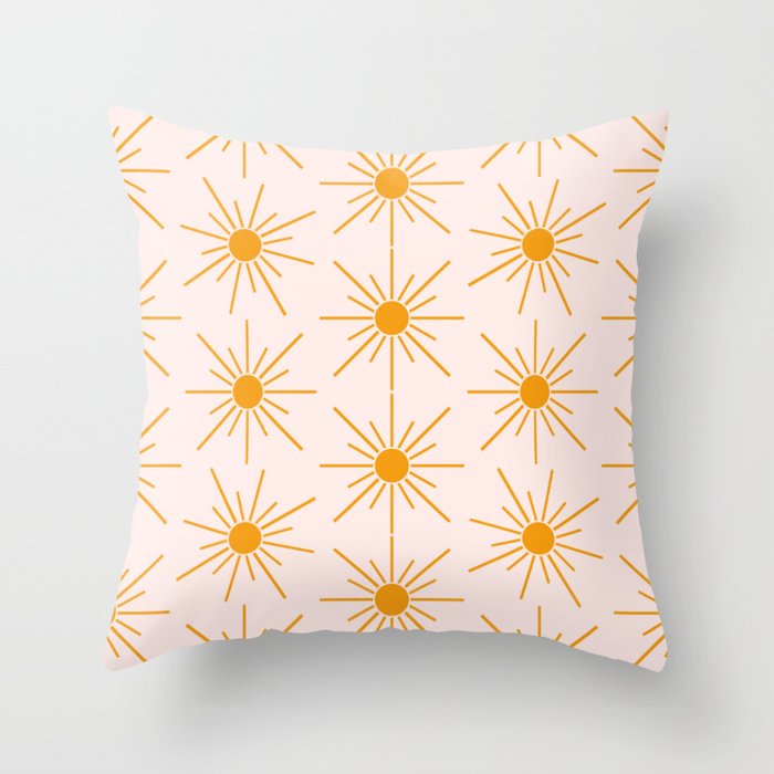 Sun Pattern On Pink Background Throw Pillow