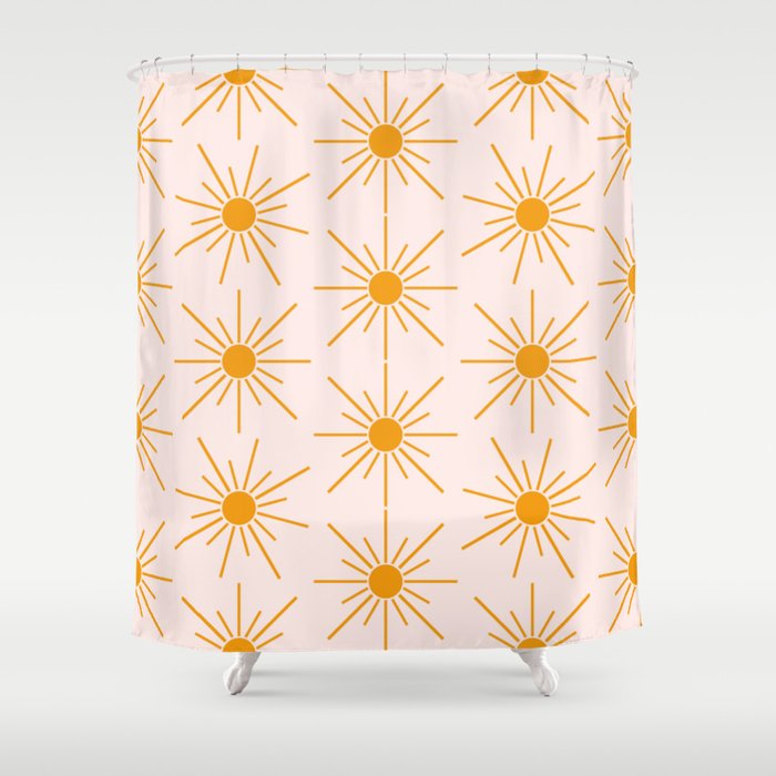 Sun Pattern On Pink Background Shower Curtain