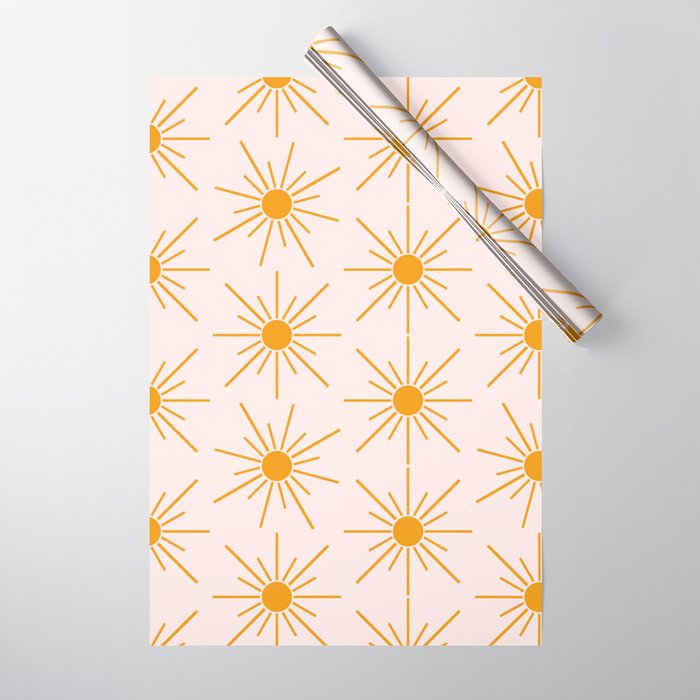 Sun Pattern On Pink Background Wrapping Paper