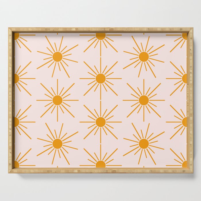 Sun Pattern On Pink Background Serving Tray