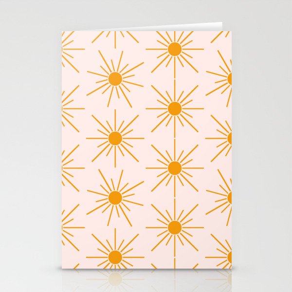 Sun Pattern On Pink Background Stationery Card