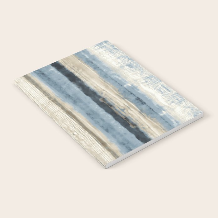 Distressed Blue And White Watercolor Stripe Notebook