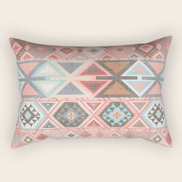 Aztec Artisan In Pink Rectangular Pillow