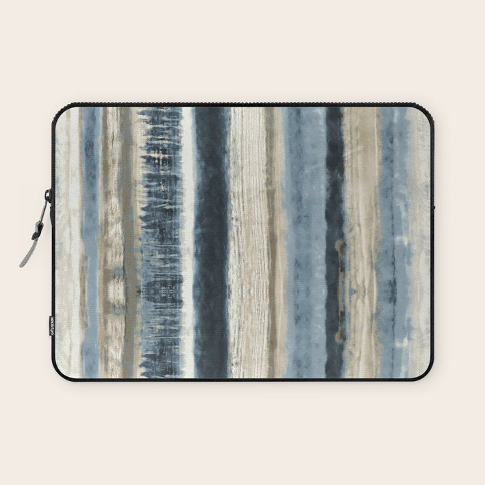 Distressed Blue And White Watercolor Stripe Laptop Sleeve