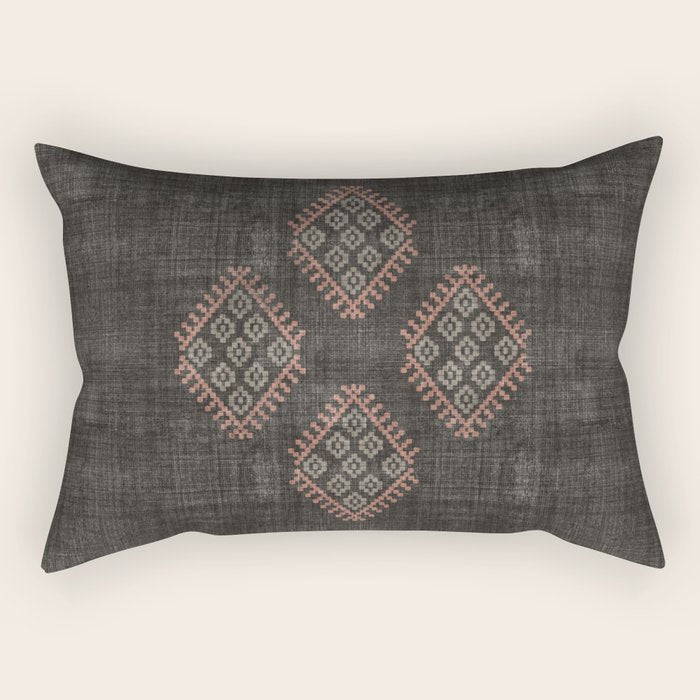 Kilim In Black And Pink Rectangular Pillow