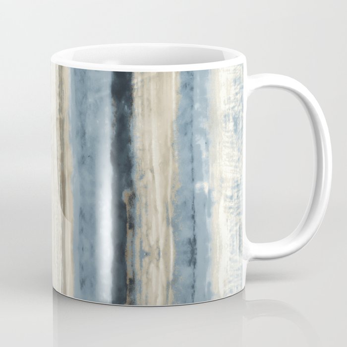 Distressed Blue And White Watercolor Stripe Coffee Mug