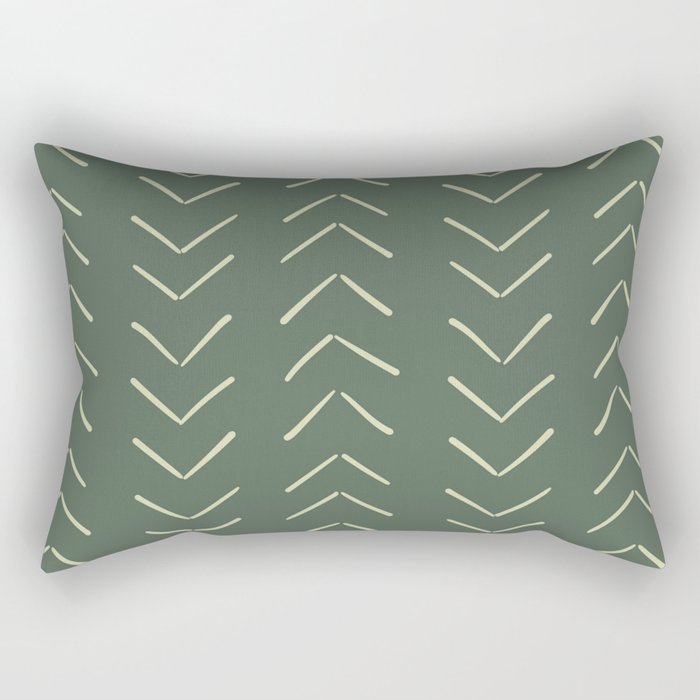 Boho Big Arrows In Leaf Green Rectangular Pillow