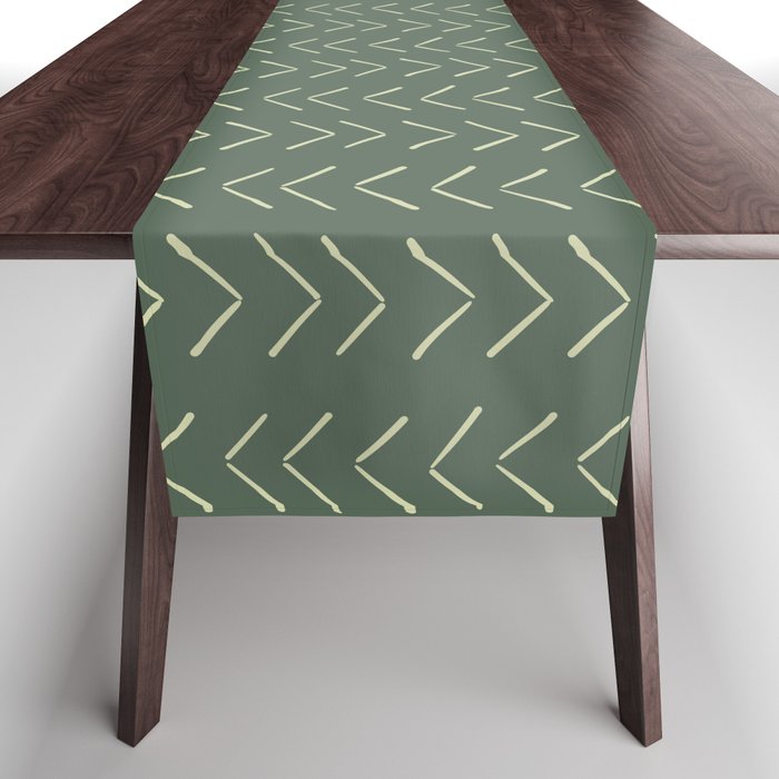 Boho Big Arrows In Leaf Green Table Runner