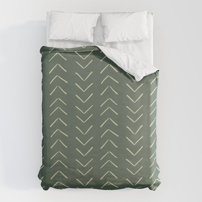 Boho Big Arrows In Leaf Green Duvet Cover