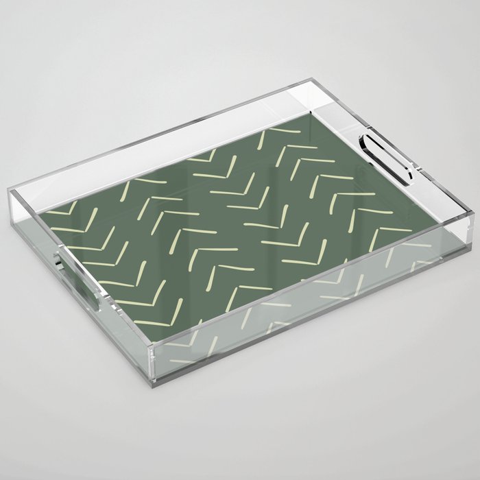 Boho Big Arrows In Leaf Green Acrylic Tray
