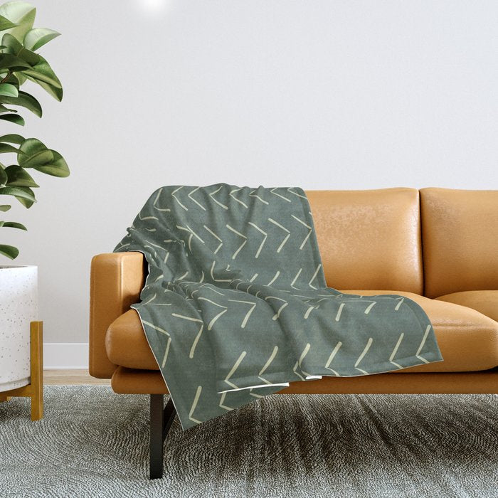 Boho Big Arrows In Leaf Green Throw Blanket