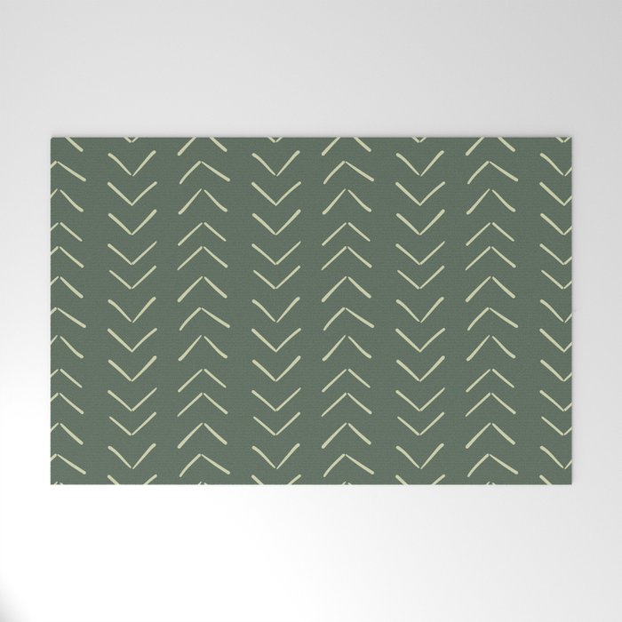 Boho Big Arrows In Leaf Green Welcome Mat