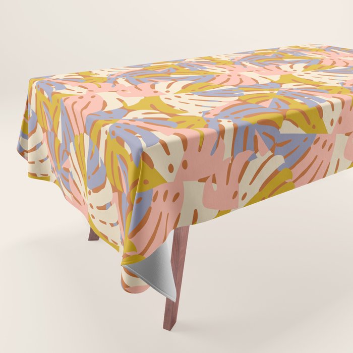 Color Block Monstera Pink + Lavender Tablecloth