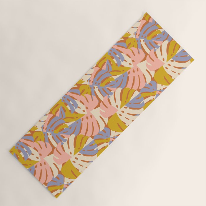Color Block Monstera Pink + Lavender Yoga Mat