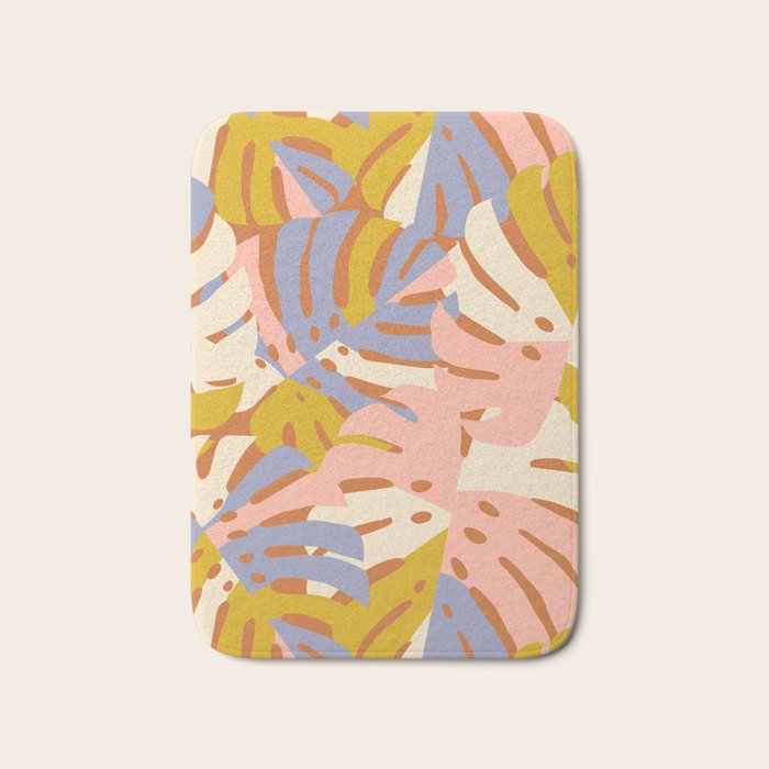 Color Block Monstera Pink + Lavender Bath Mat