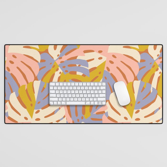 Color Block Monstera Pink + Lavender Desk Mat