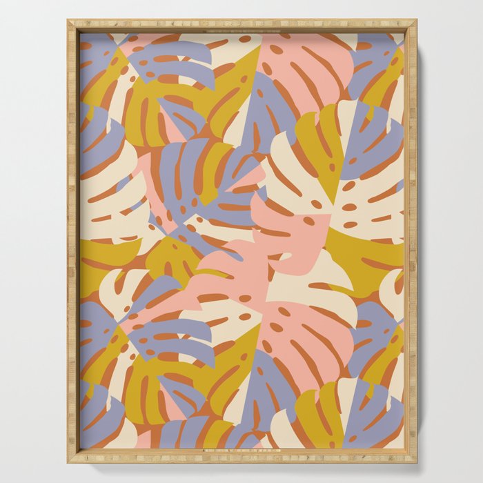 Color Block Monstera Pink + Lavender Serving Tray