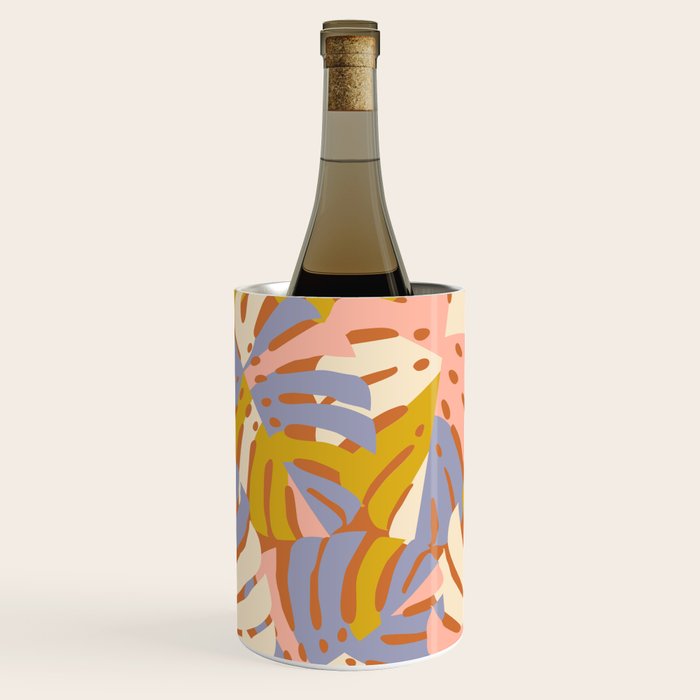 Color Block Monstera Pink + Lavender Wine Chiller