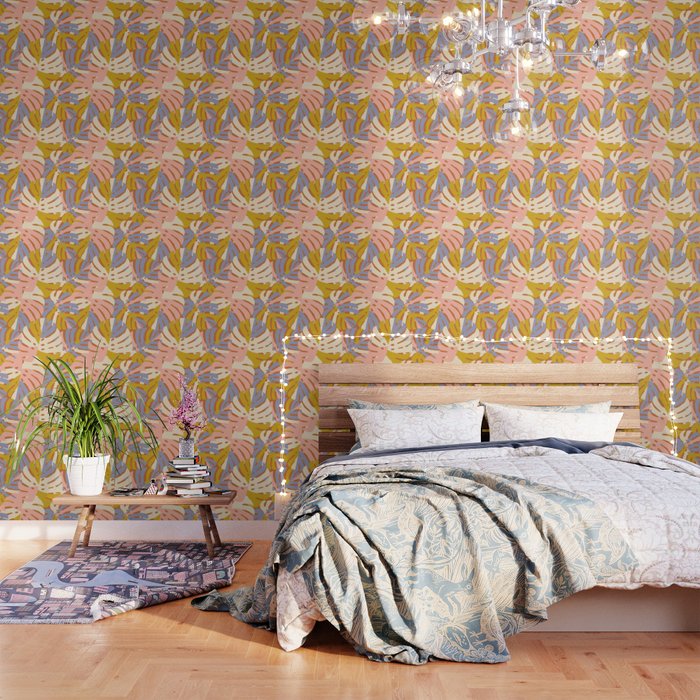 Color Block Monstera Pink + Lavender Wallpaper