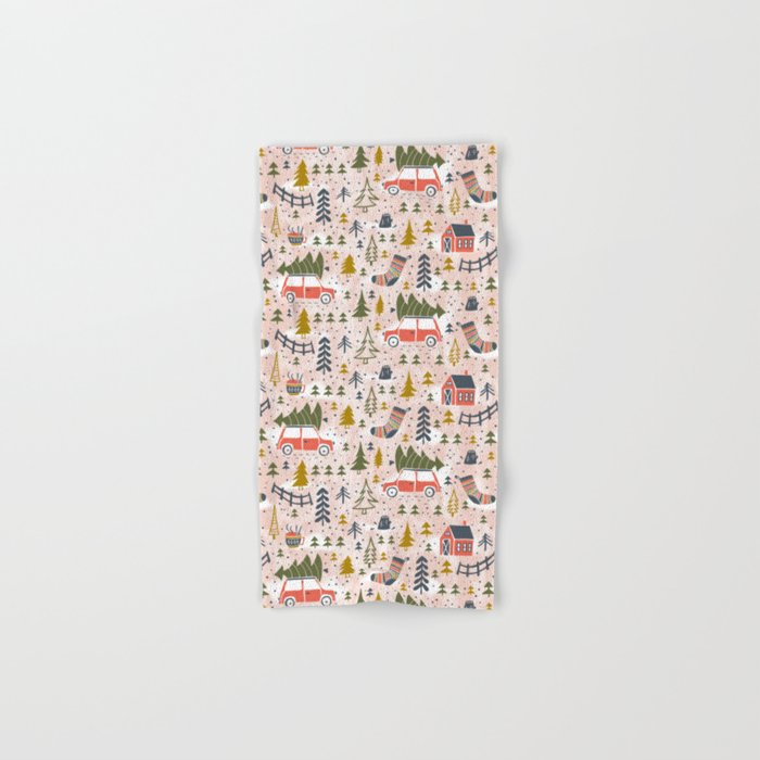 Home For The Holidays Blush Pink Christmas Bath Towel