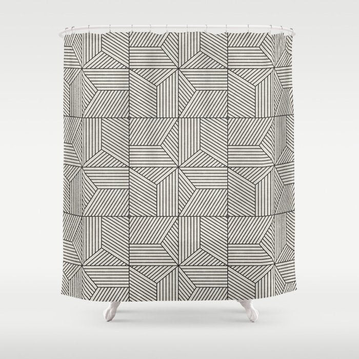Bohemian Geometric Tiles - Bone Shower Curtain